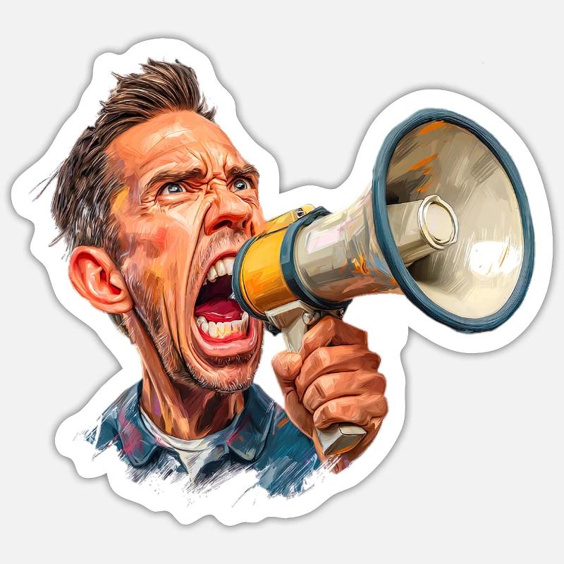 Megafon Ausbruch vom Schiri oder Marktschreier Sticker Größe S (10 x 10 cm)