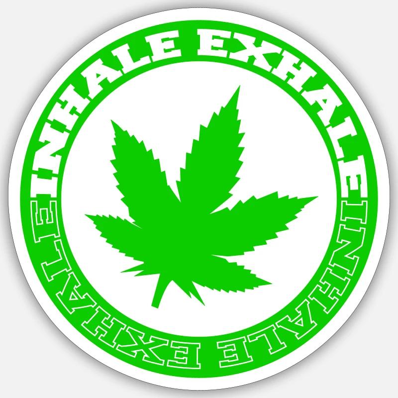 Hemp Leaf Circle Emblem - Sticker size S (10 x 10 cm) - white matte