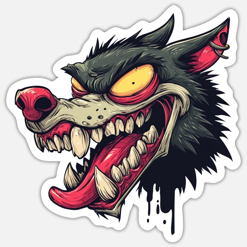 Ferocious Graffiti Wolf Head Sticker size S (10 x 10 cm)