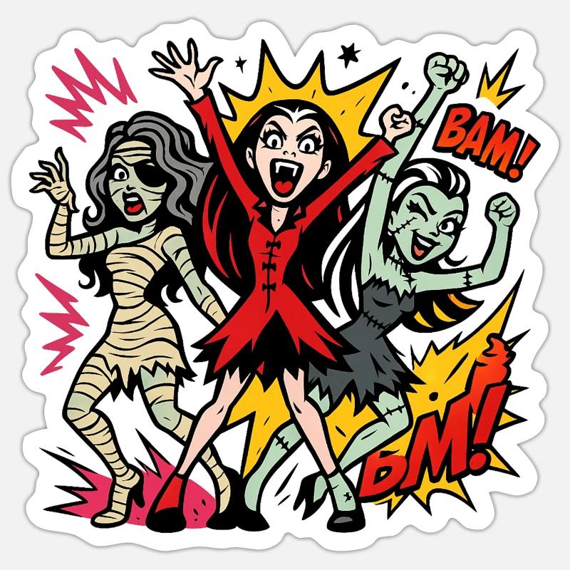 Comic-Horror Monstertanz Sticker Größe S (10 x 10 cm)