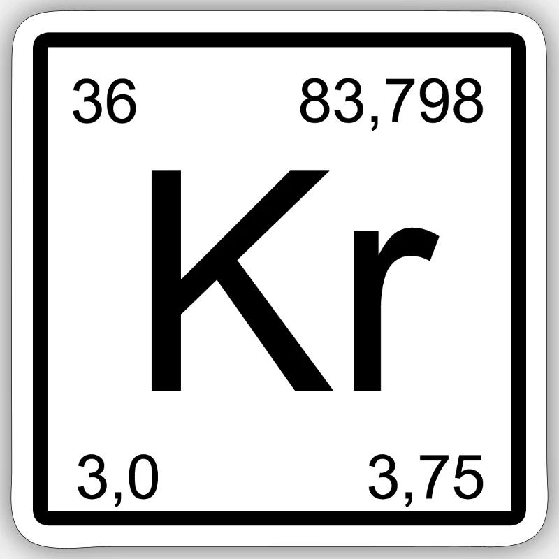 Symbole Krypton Kr Imprimé - Sticker taille S (10 x 10 cm) - blanc mat