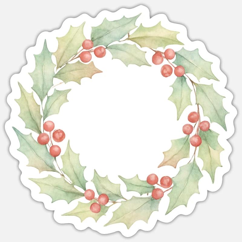 Couronne de houx﻿ - Sticker taille S (10 x 10 cm) - blanc mat