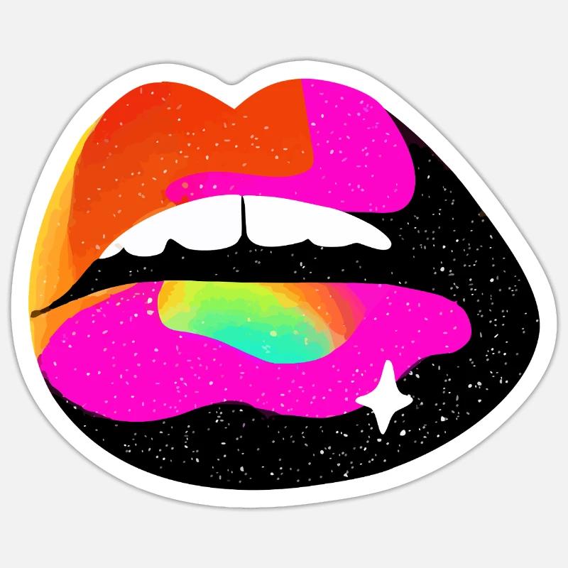 Rainbow Lip Pop Art Sticker size S (10 x 10 cm)