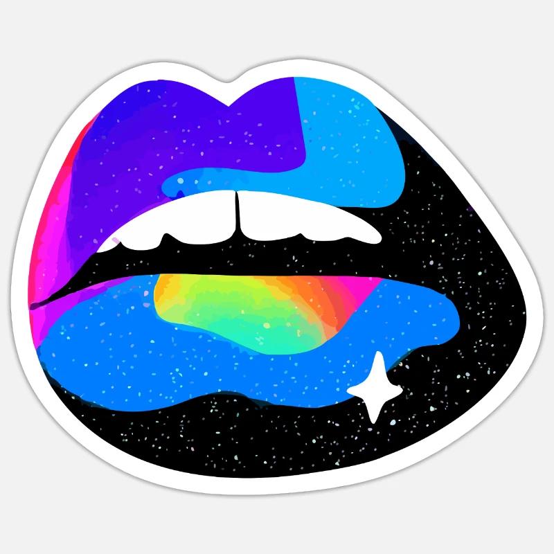 Kosmische Regenbogenlippen Sticker Größe S (10 x 10 cm)