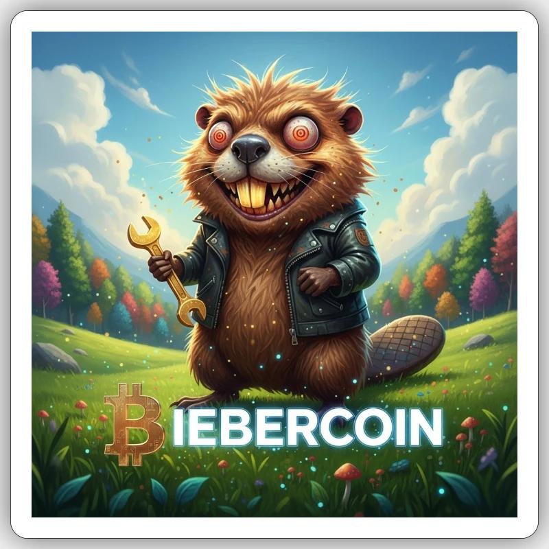 Crypto Beaver avec clé à molette Sticker taille S (10 x 10 cm)