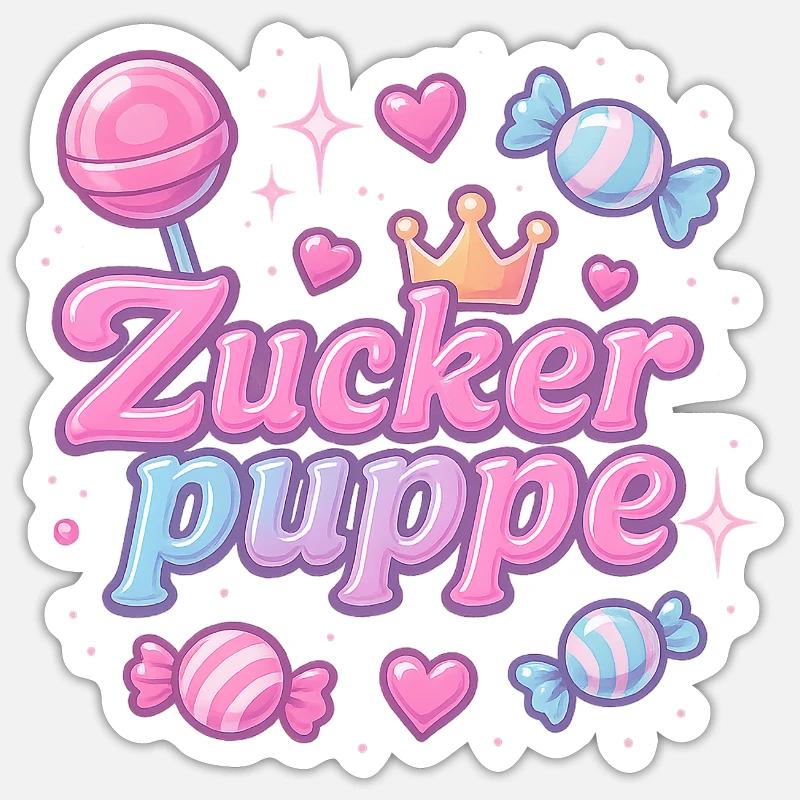 zuckerpuppe / y2k spitzname statement design - Sticker Größe S (10 x 10 cm) - Mattweiß