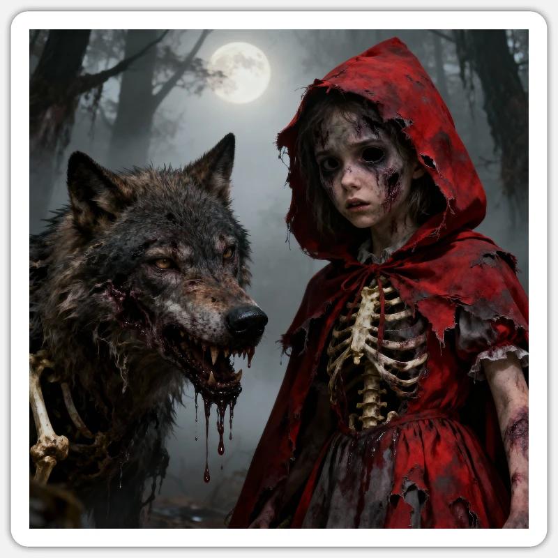 Rotkäppchen im Monsterwald Sticker Größe S (10 x 10 cm)