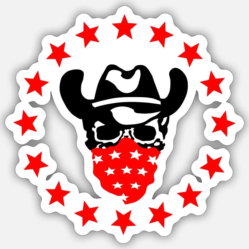 Crâne de cow-boy - Sticker taille S (10 x 10 cm) - blanc mat