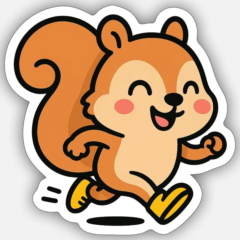 Glückliches Eichhörnchen auf der Flucht - Sticker Größe S (10 x 10 cm) - Mattweiß