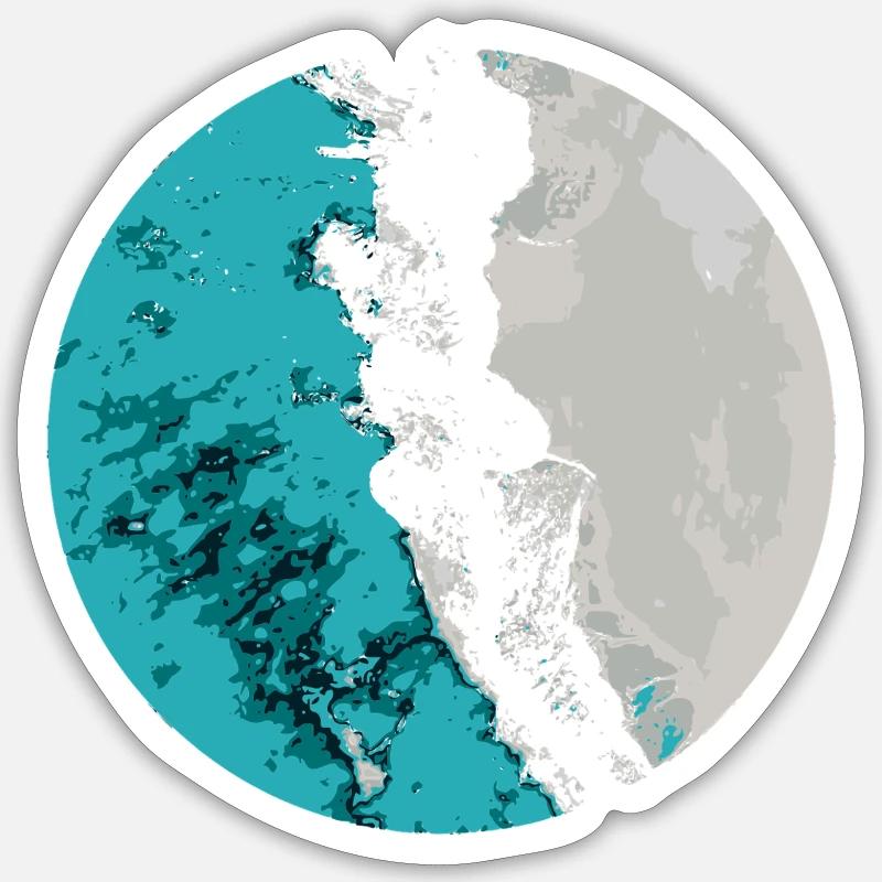 Split Earth Teal Moon Sticker size S (10 x 10 cm)