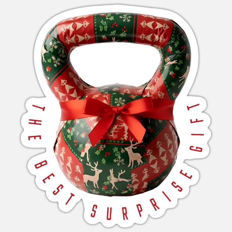 Kettlebell – Das beste Überraschungsgeschenk - Sticker Größe S (10 x 10 cm) - Mattweiß