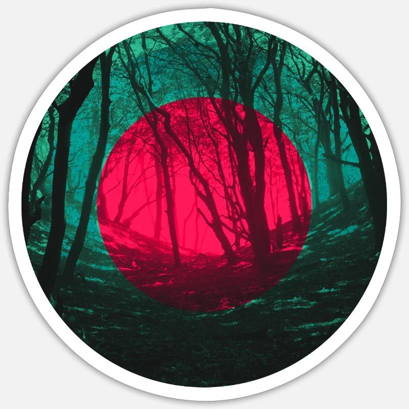 Éclipse de forêt Sticker taille S (10 x 10 cm)