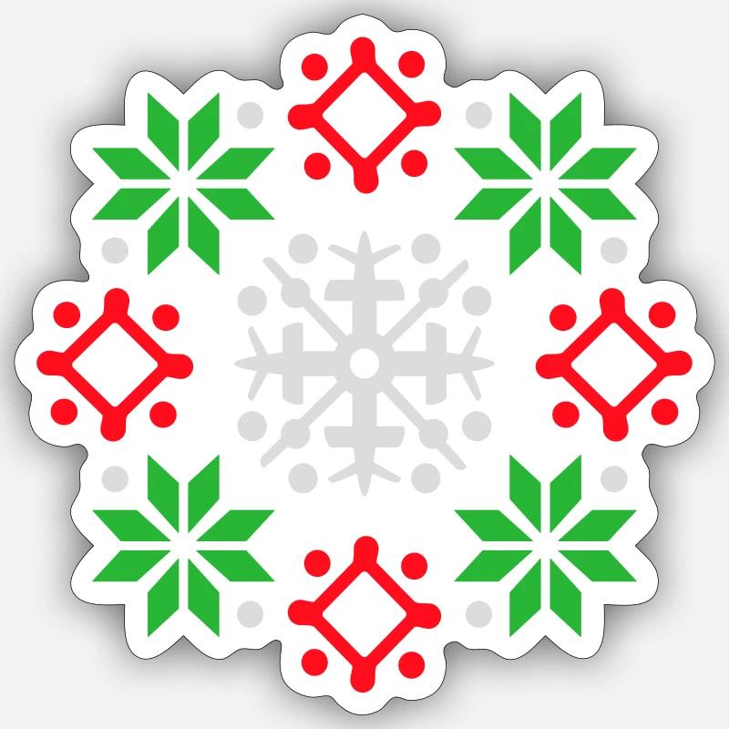 Snowflakes Pattern Christmas Sweater Snow - Sticker size S (10 x 10 cm) - white matte