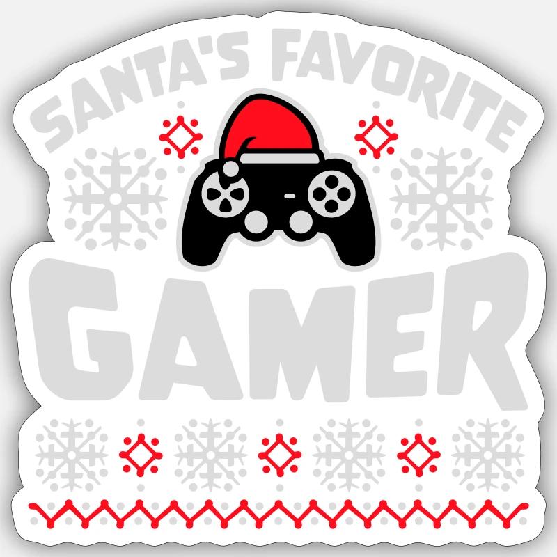 La manette de jeu préférée du Père Noël Nerd de Noël Sticker taille S (10 x 10 cm)