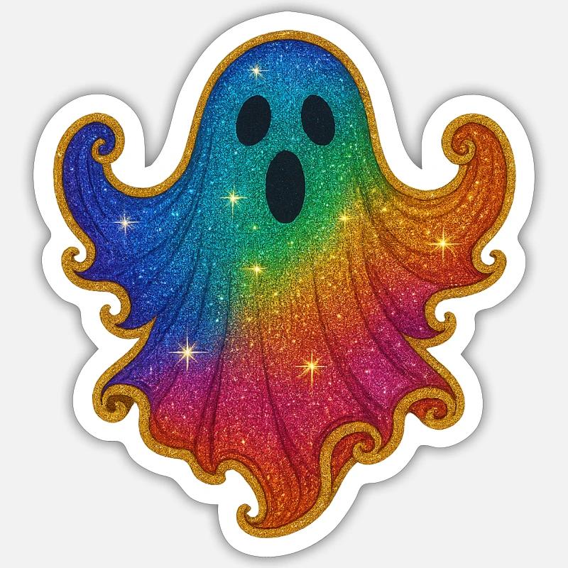 Regenbogen Geist Glitzer - Sticker Größe S (10 x 10 cm) - Mattweiß