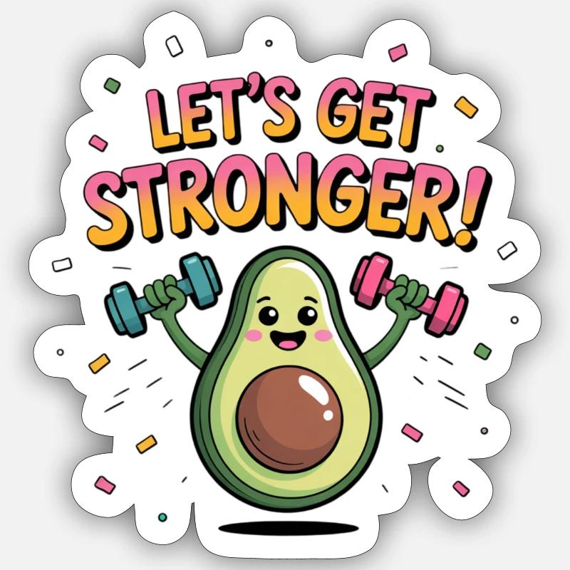 Avocado beim training  - Sticker Größe S (10 x 10 cm) - Mattweiß