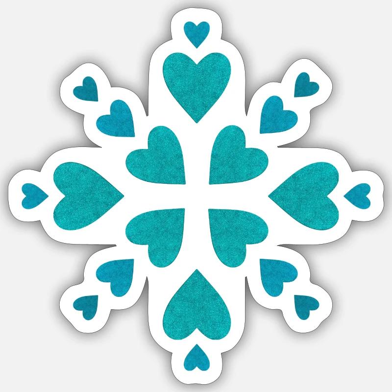 Cœur en éclats turquoise - Sticker taille S (10 x 10 cm) - blanc mat