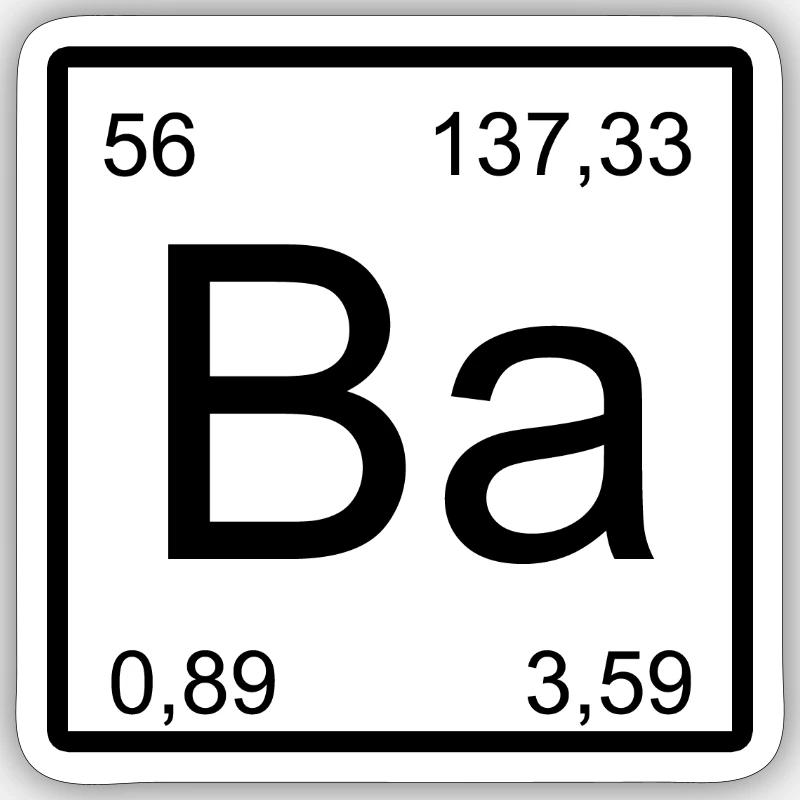 Ba Barium Element Stil-Design - Sticker Größe S (10 x 10 cm) - Mattweiß