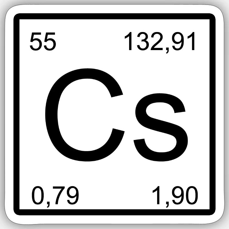 Cesium Element Quadrat - Sticker Größe S (10 x 10 cm) - Mattweiß