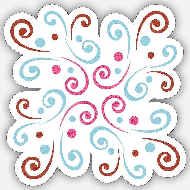 Abstract wavy design by Cean - Sticker size S (10 x 10 cm) - white matte