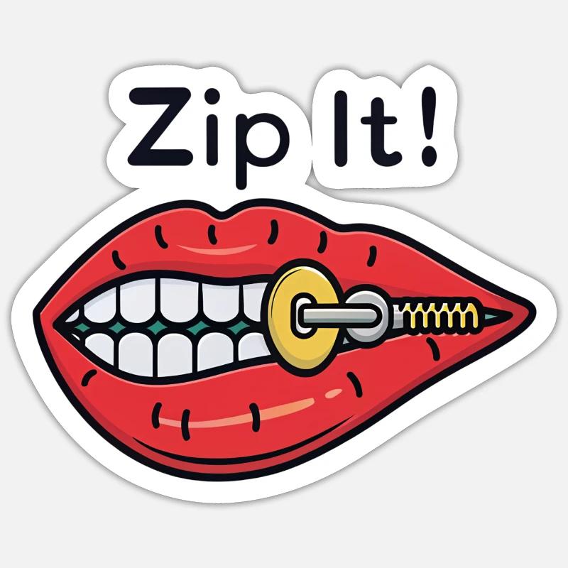 Zip It ! Fermeture éclair Red Lips Sticker taille S (10 x 10 cm)