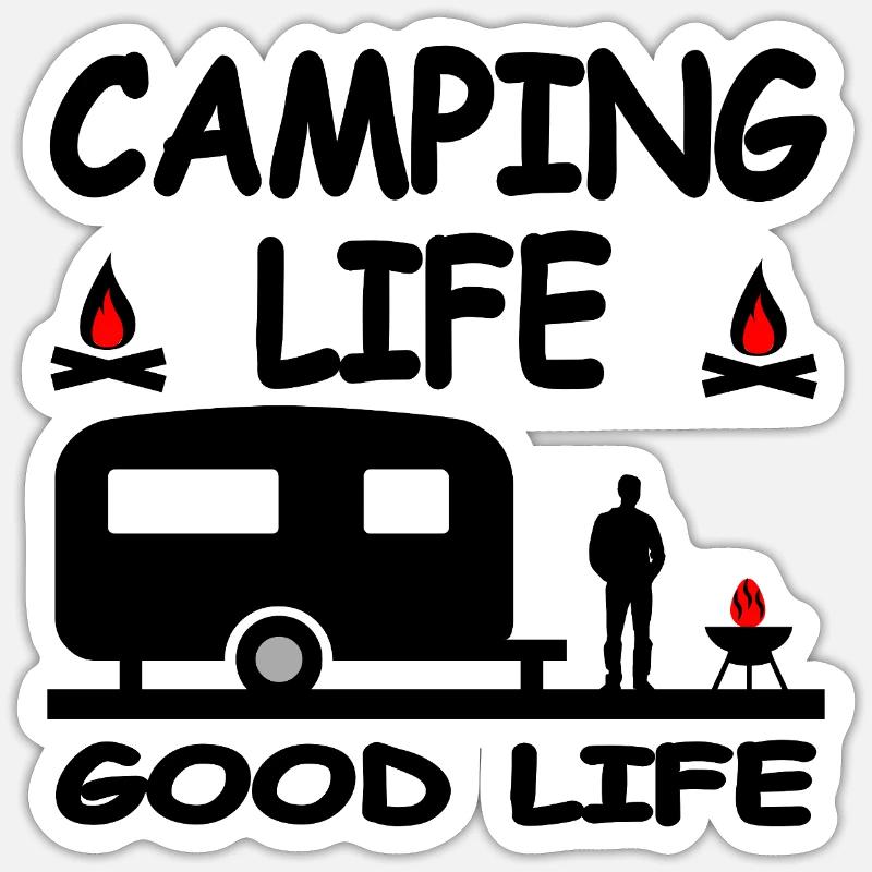 Camping - Sticker taille S (10 x 10 cm) - blanc mat