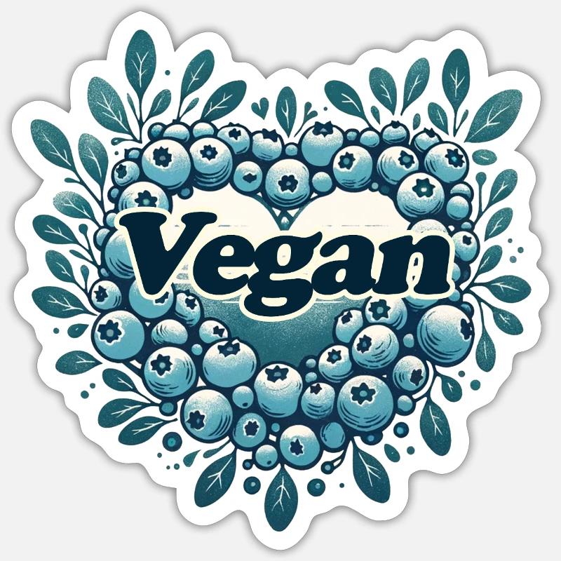 Veganes Blaubeer-Herz-Logo - Sticker Größe S (10 x 10 cm) - Mattweiß