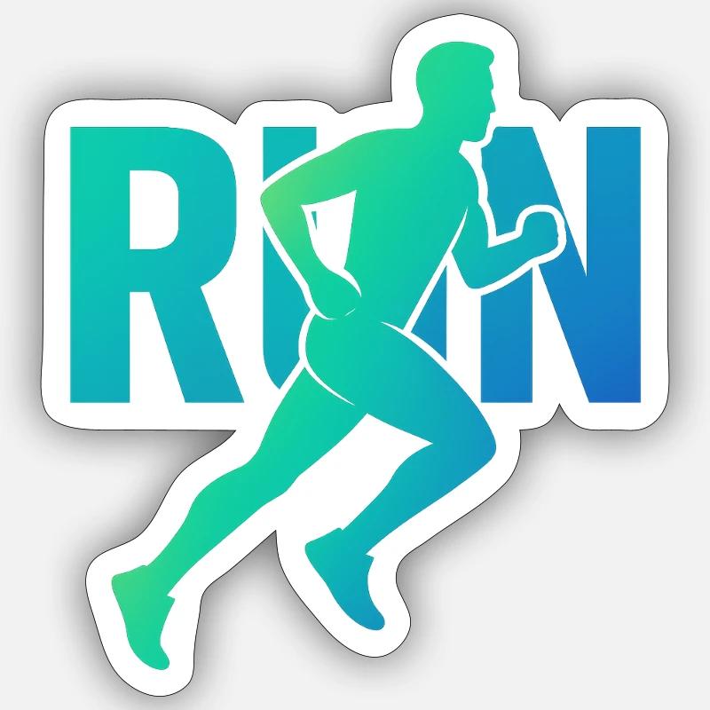 Dynamischer Läufer RUN - Sticker Größe S (10 x 10 cm) - Mattweiß