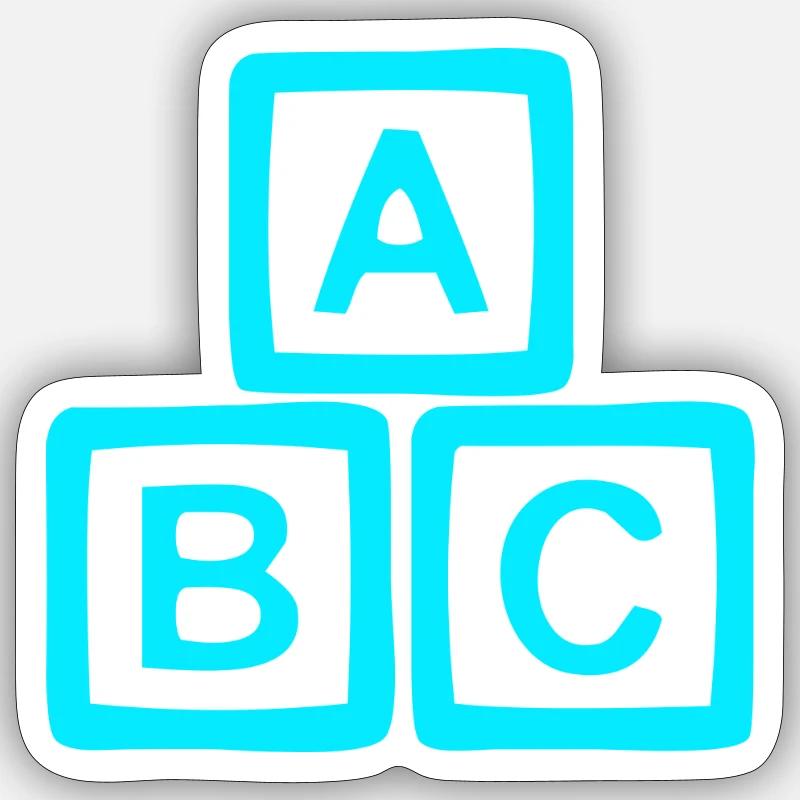 Neon ABC Block Pattern - Sticker size S (10 x 10 cm) - white matte
