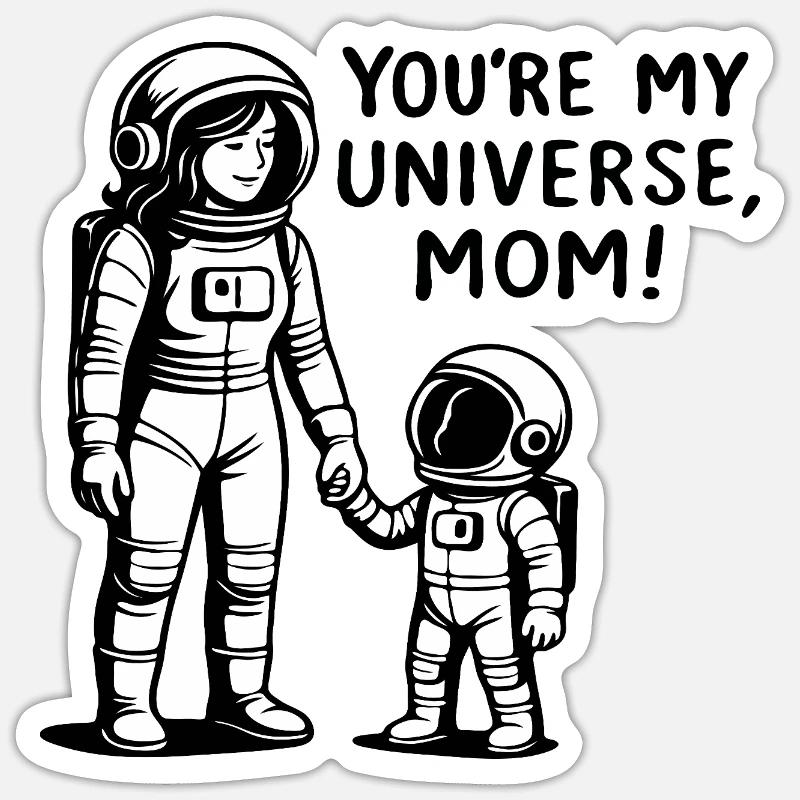 Kosmische Bindung Mutter und Kind - Sticker Größe S (10 x 10 cm) - Mattweiß