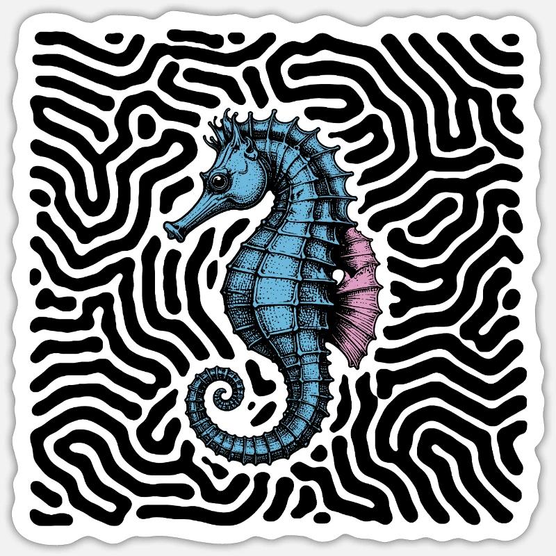 Hippocampe - Sticker taille S (10 x 10 cm) - blanc mat
