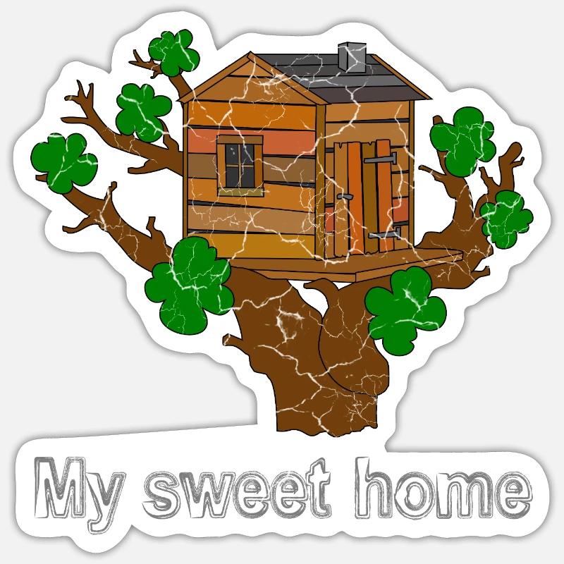 Cabane dans les arbres - Sticker taille S (10 x 10 cm) - blanc mat