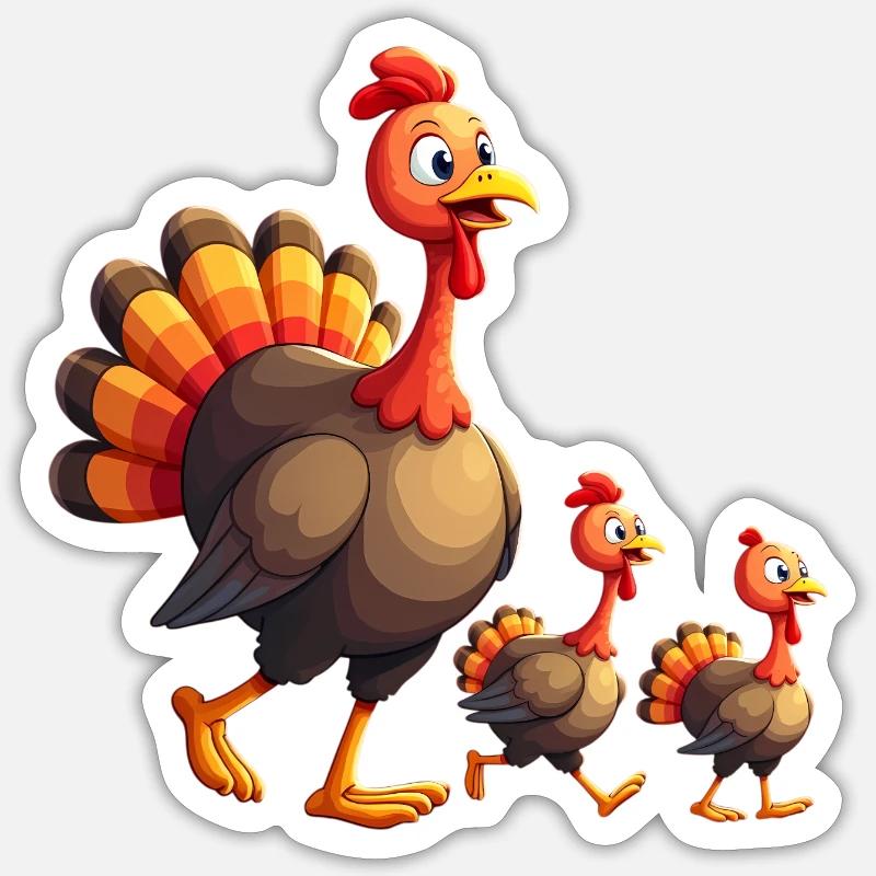 Bébé dinde de Thanksgiving - Sticker taille S (10 x 10 cm) - blanc mat