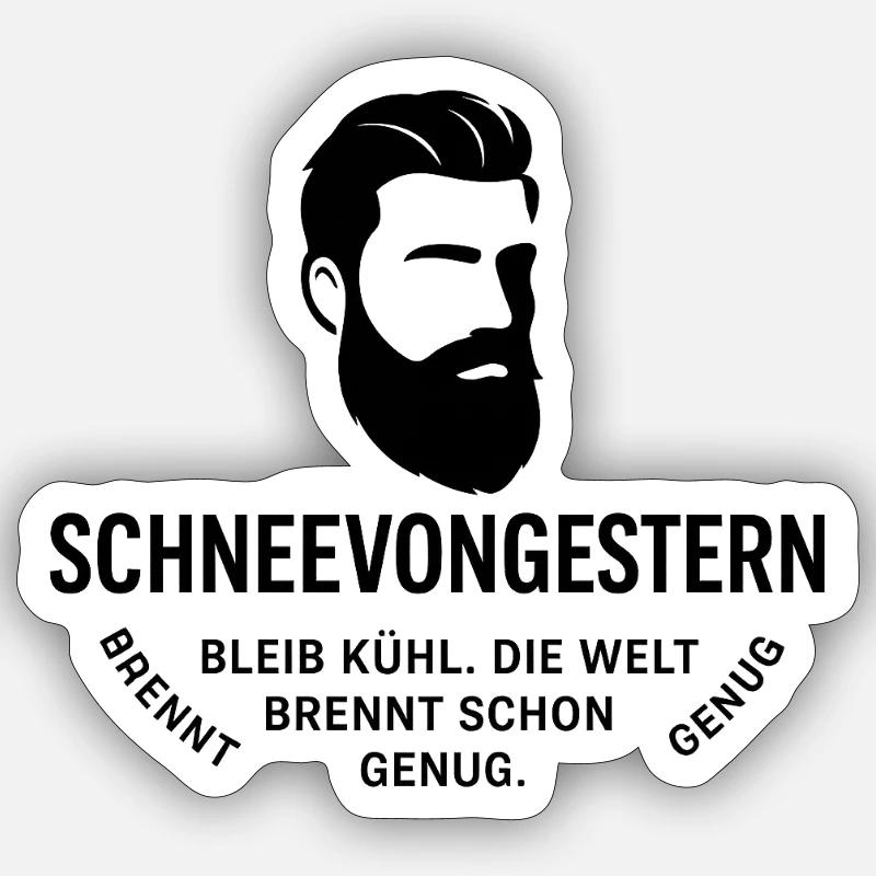 Bartkopf Portrait mit Textgrafik(SchneeVonGestern) - Sticker Größe S (10 x 10 cm) - Mattweiß