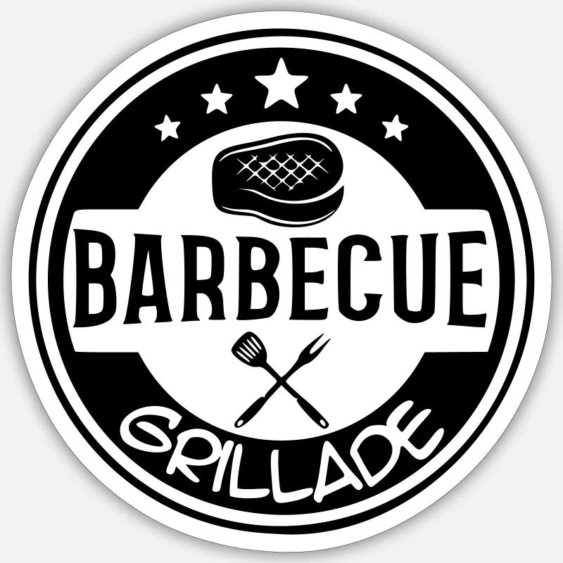 BBQ-Grill-Logo - Sticker Größe S (10 x 10 cm) - Mattweiß