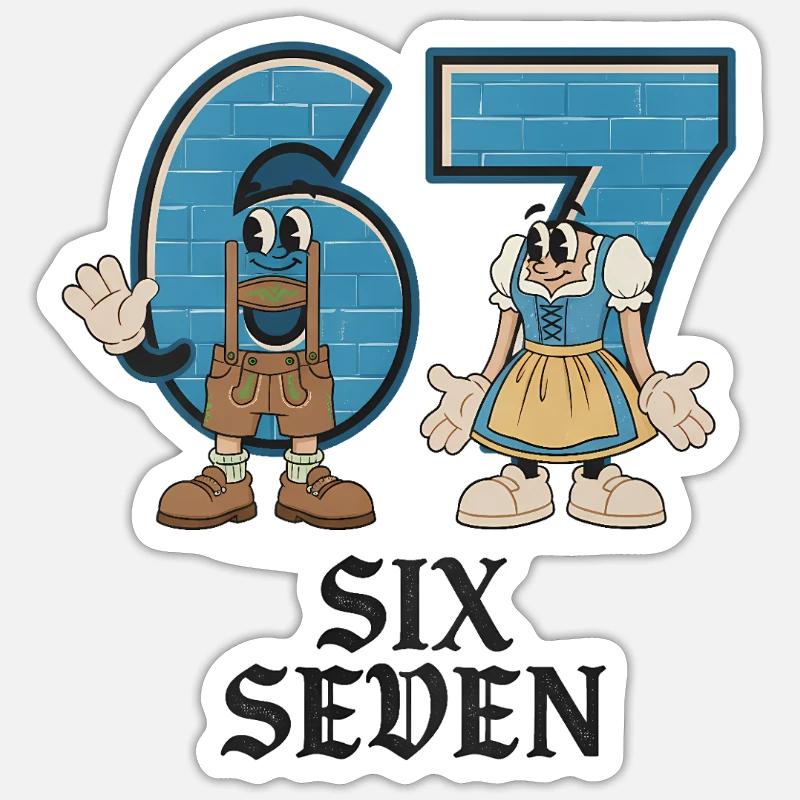 6 7 Six Sept mèmes - Sticker taille S (10 x 10 cm) - blanc mat