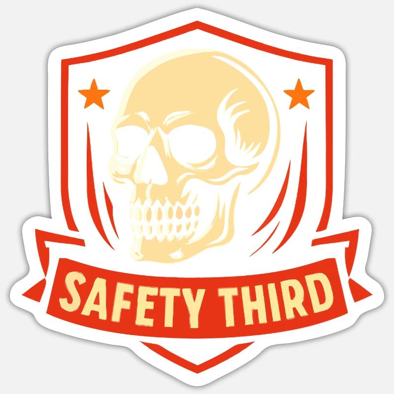 Sicherheit Dritte Abzeichen Schädel Safety Third Sticker Größe S (10 x 10 cm)