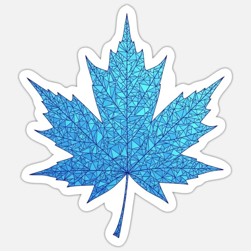 Geometric Blue Maple Leaf Print - Sticker size S (10 x 10 cm) - white matte