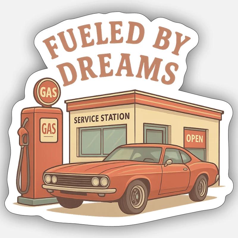 Driven by Dreams Retro Car - Sticker size S (10 x 10 cm) - white matte