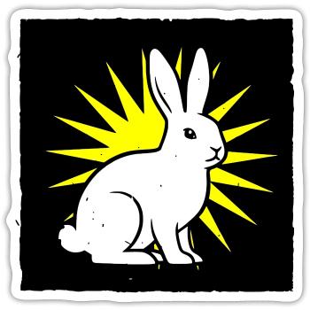 Cool bunny in punk rock & pop art style - Sticker size S (10 x 10 cm) - white matte - Front
