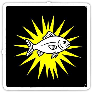 Cool fish in punk rock & pop art style - Sticker size S (10 x 10 cm) - white matte - Front