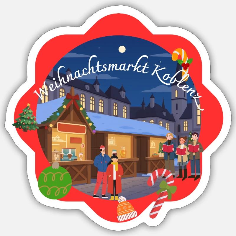 Marché de Noël de Coblence - Sticker taille S (10 x 10 cm) - blanc mat