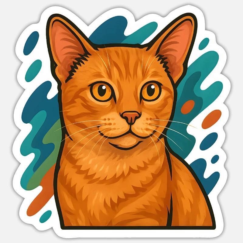 Illustration de chat mannois - Sticker taille S (10 x 10 cm) - blanc mat
