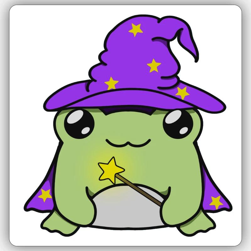 Wizard frog with hat - Sticker size S (10 x 10 cm) - white matte