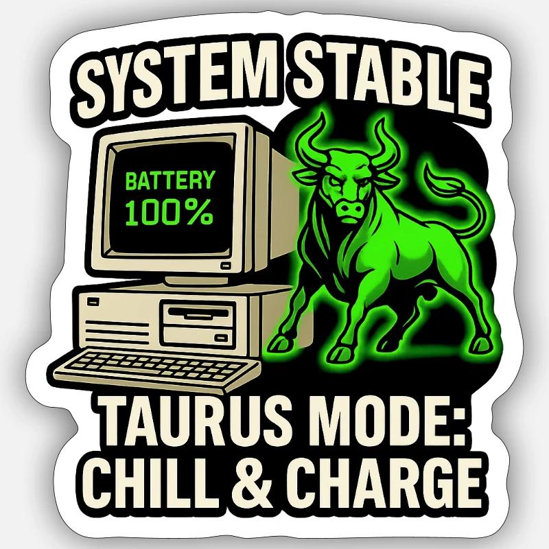 System Stable Taurus Mode Chill & Charge - Sticker Größe S (10 x 10 cm) - Mattweiß