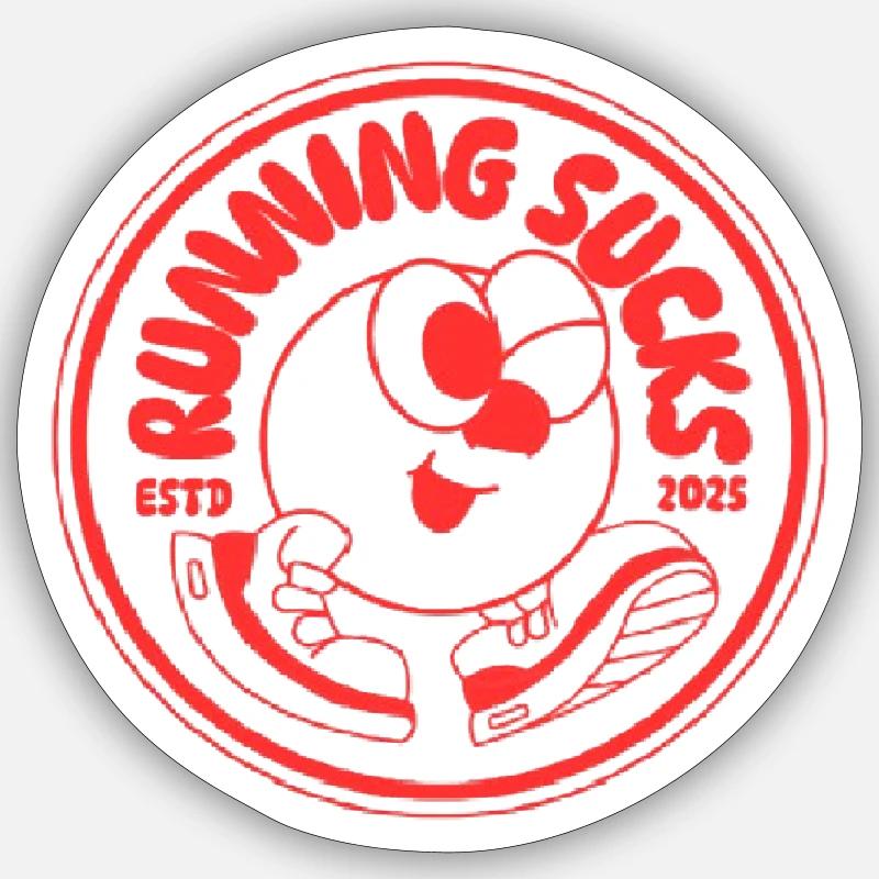 Courir, c’est nul - Sticker taille S (10 x 10 cm) - blanc mat
