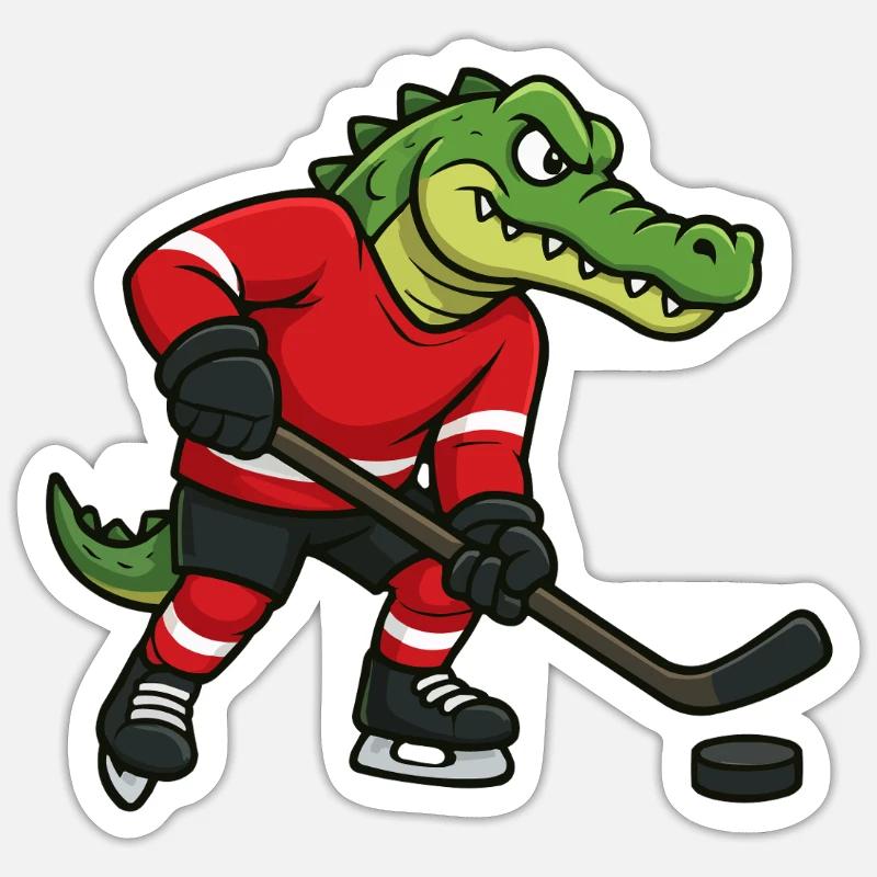 Krokodil Eishockeyheld - Sticker taille S (10 x 10 cm) - blanc mat