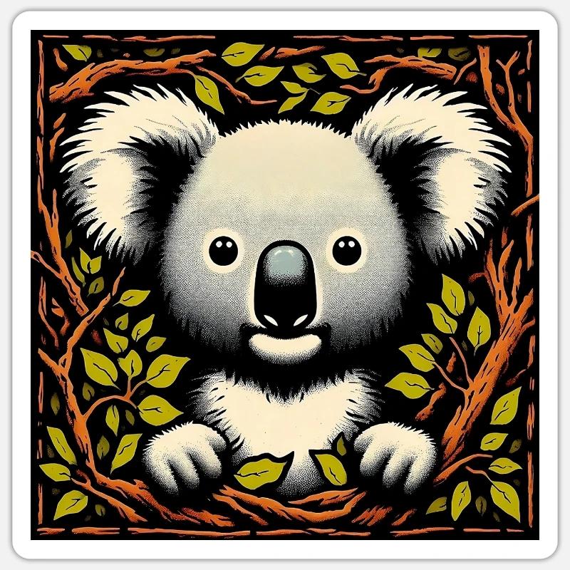Koala - Sticker taille S (10 x 10 cm) - blanc mat