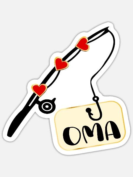 Angelrute Angeln Rentnerin OMA - Sticker Größe S (10 x 10 cm) - Mattweiß