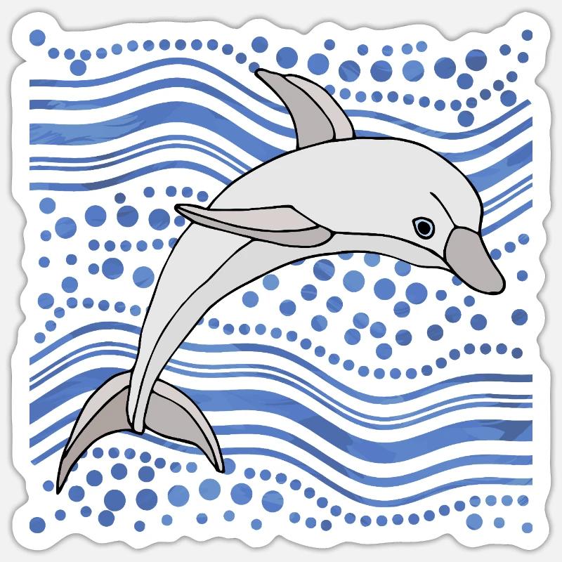 dauphin - Sticker taille S (10 x 10 cm) - blanc mat